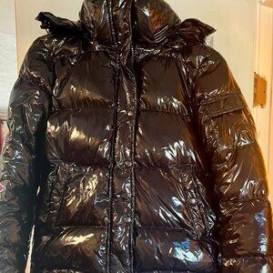 S13 New York Women's Glossy Black Down Toasty Warm Puffer Jacket Coat Size Small